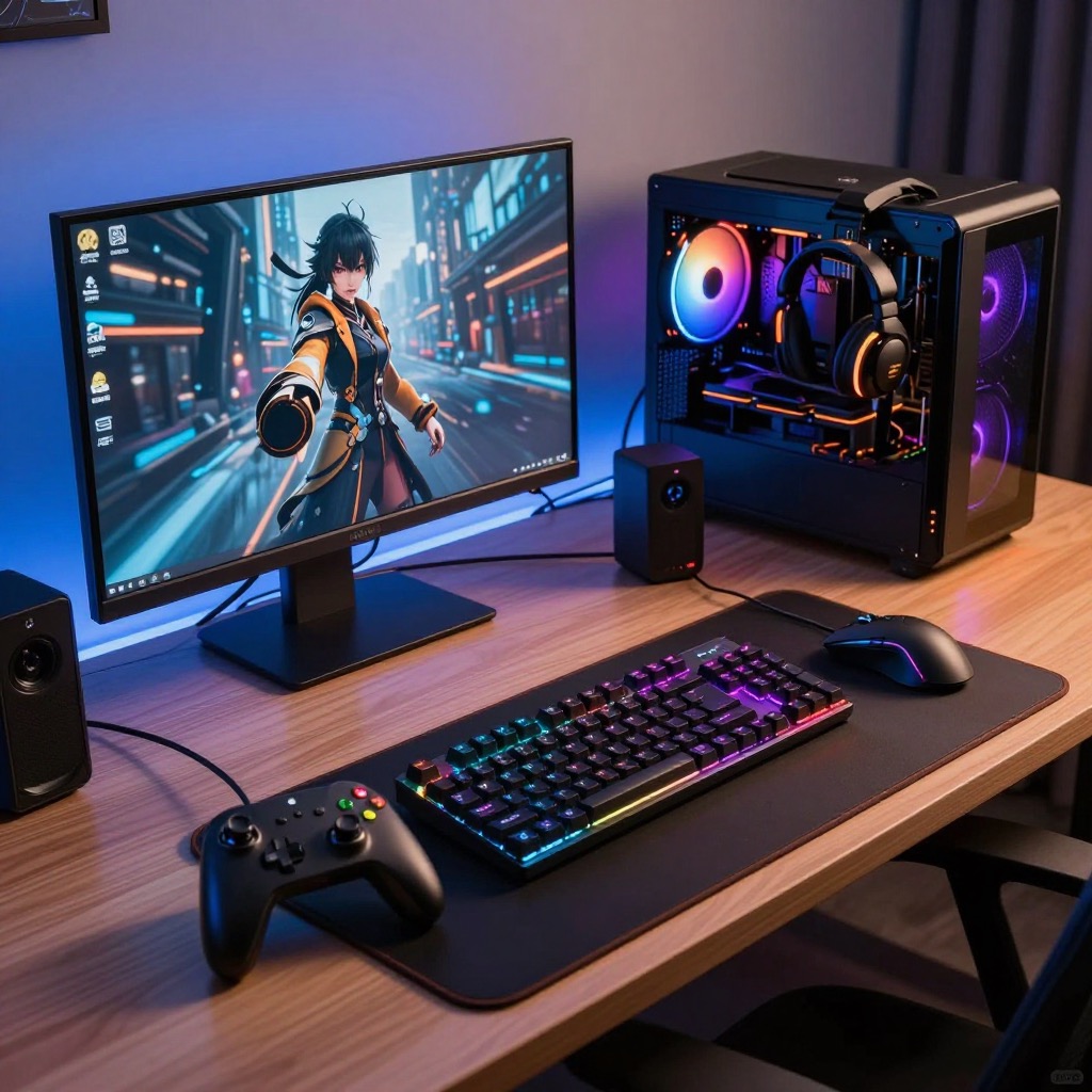 Premium gaming setup with RGB peripherals and competitive gear